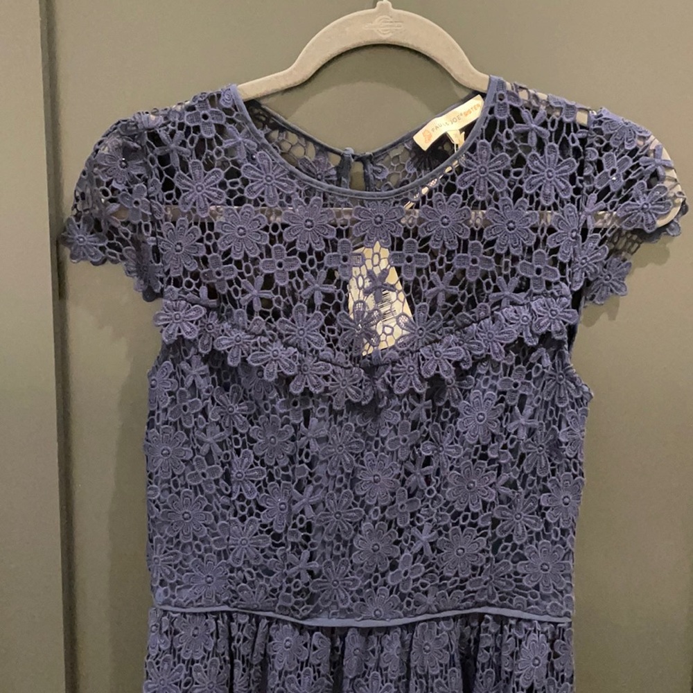 Paul and Joe Sister Navy a-line embroidered cocktail dress. Size EUR 36/US 6 M